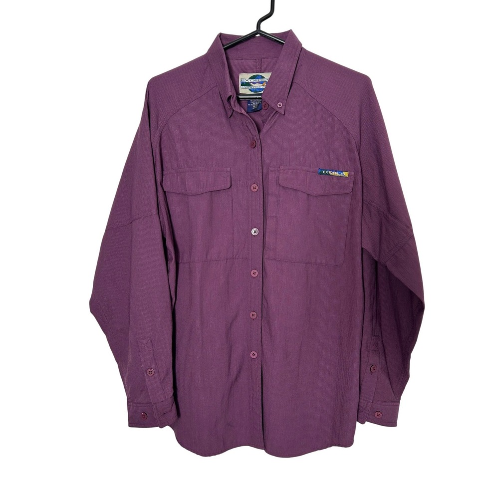 ExOfficio Shirt Button Down Size 14/16 Purple Adventure Vented Hiking Gorpcore